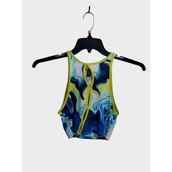 H&M Groovy Keyhole Top Blue/Green Size Small - Picture 1 of 3